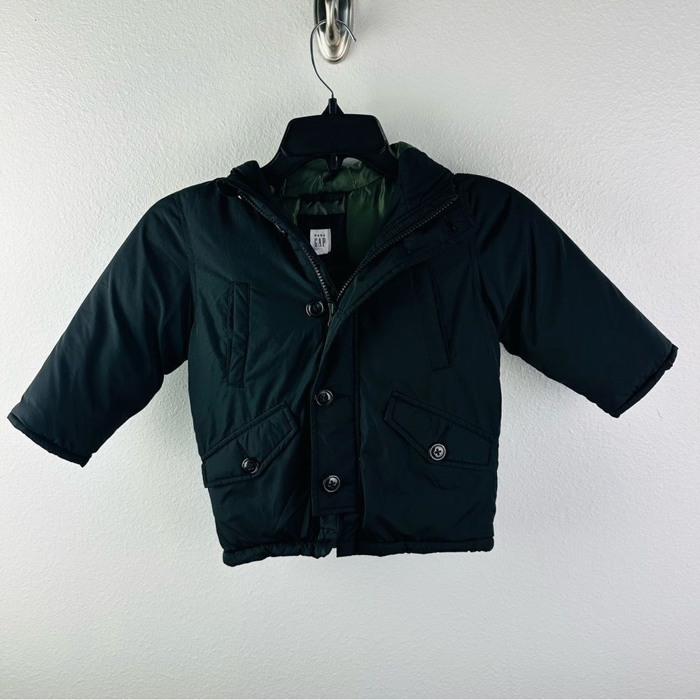 Baby Gap Black Faux Fur Hooded Puffer Jacket Size 2 Toddlers